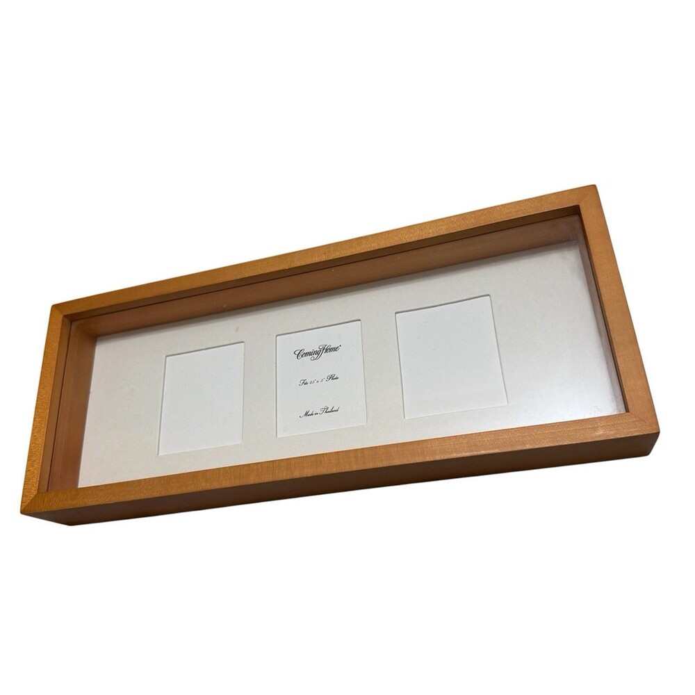 Coming Home Triple Photo Shadow Box Frame 2.5x3 Wood Wall Display